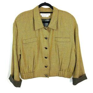 Eleanor P Brenner Vintage Yellow Diamond-Jacquard Button Jacket